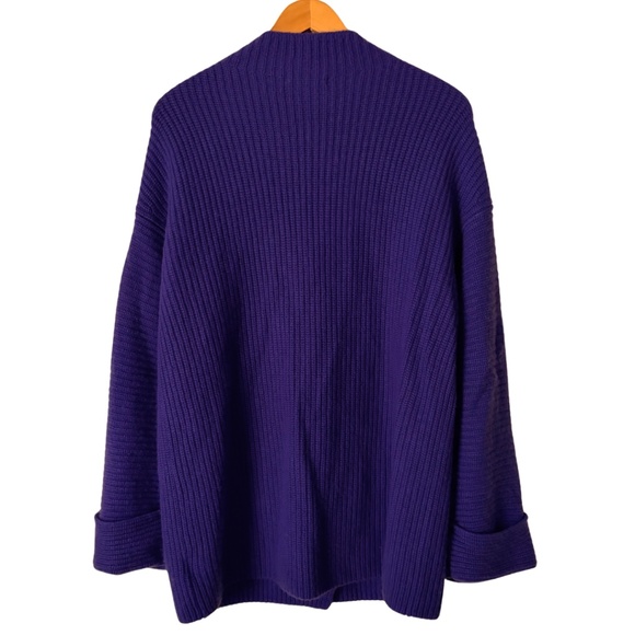 Athleta Wool, Cashmere Purple Azalea Chunky Mock Neck Cross over Sweater, Medium - Picture 2 of 11
